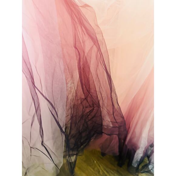 NWT MAC DUGGAL 20557 Pink Ombre Strapless Tulle Base Feather Bodice Gown Size 14 - Picture 6 of 16